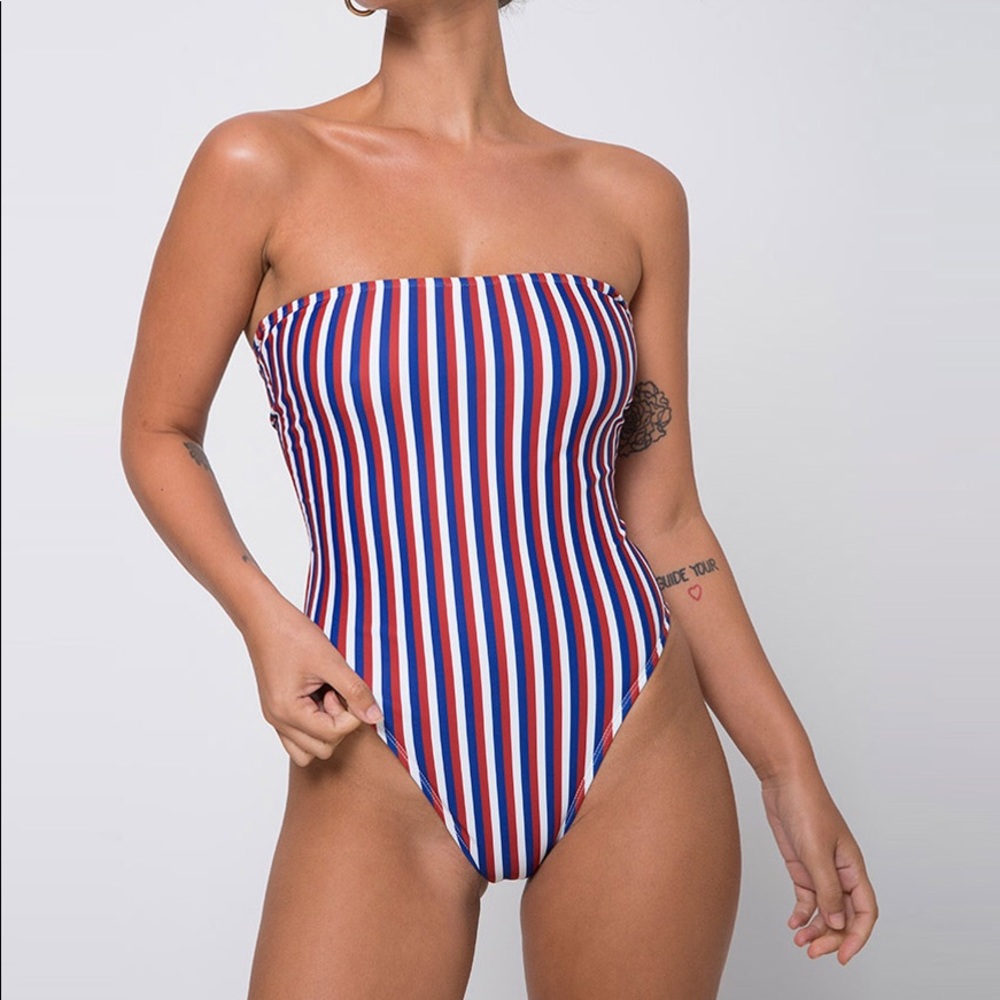 Zolly Cutout Swimsuit in Triple Stripe by Motel